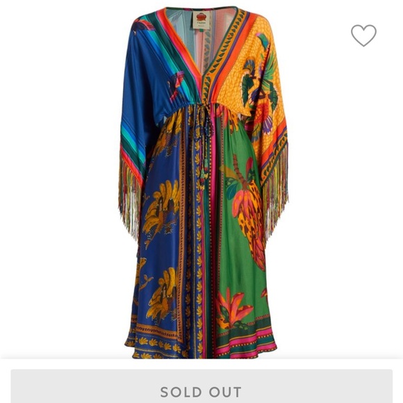 Farm Rio Mixed Scarves Kaftan - Picture 10 of 11